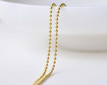 16ft (5m) Gold Plated Brass Bead Ball Chain 1mm A8595