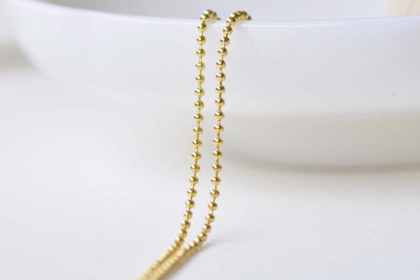 16ft (5m) Gold Plated Brass Bead Ball Chain 1mm A8595