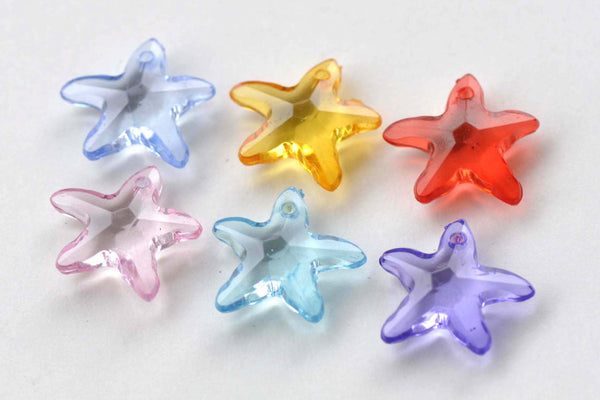 Acrylic Starfish Charms Mixed Color Beads 20mm Set of 30 A8690