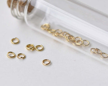 100 pcs Anti Tarnish 24K Gold Plated Brass Jump Rings 4mm 22G A8599