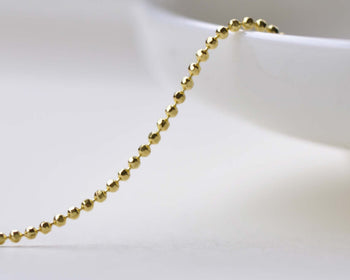 16ft (5m) Gold Plated Faceted Bead Ball Necklace Chain 1.2mm A8600