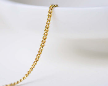 16ft (5m) Anti Tarnish 16K Gold Flat Curb Chain 1.2mm A8603