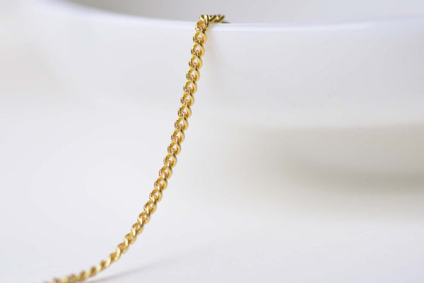 16ft (5m) Anti Tarnish 16K Gold Flat Curb Chain 1.2mm A8603