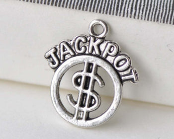 10 pcs Antique Silver Dollar Jackpot Lottery Charms A8622