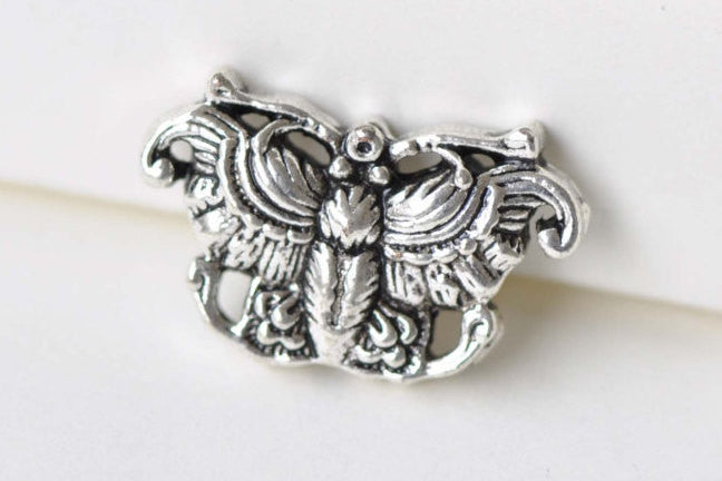 10 pcs Antique Silver Fancy Rondelle Owl Beads Double Sided A8623