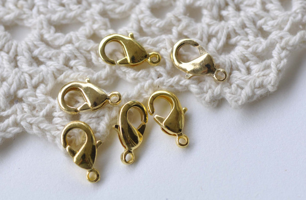 50 pcs Gold Plated Brass Lobster Claw Clasps 6x12mm A8626