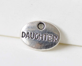 20 pcs Antique Silver Tiny Daughter Tag Charms Double Sided A8713