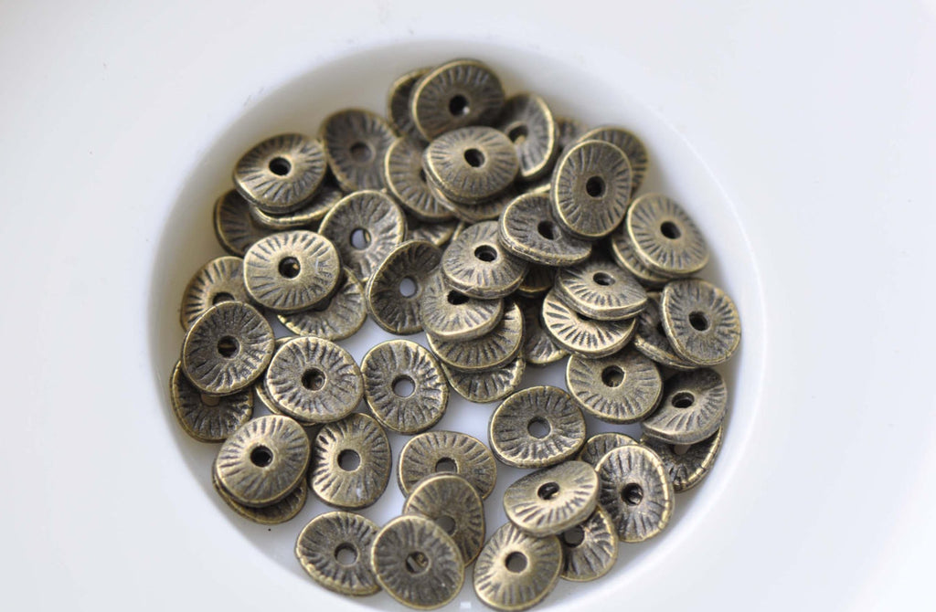 200 pcs Antique Bronze Curved Potato Chips Oval Spacer Beads A8629
