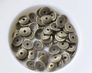 200 pcs Antique Bronze Curved Potato Chips Oval Spacer Beads A8629