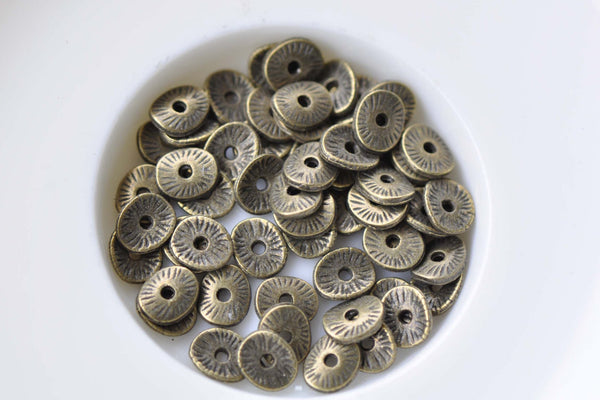 200 pcs Antique Bronze Curved Potato Chips Oval Spacer Beads A8629