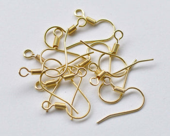 100 pcs Gold Plated Brass Simple Fish Hook Earwire Findings A8630