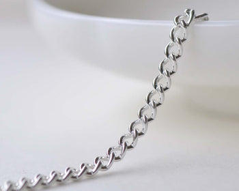 16ft (5m) Silver Plated Steel Curb Chain Link Size 2.8mm A8632
