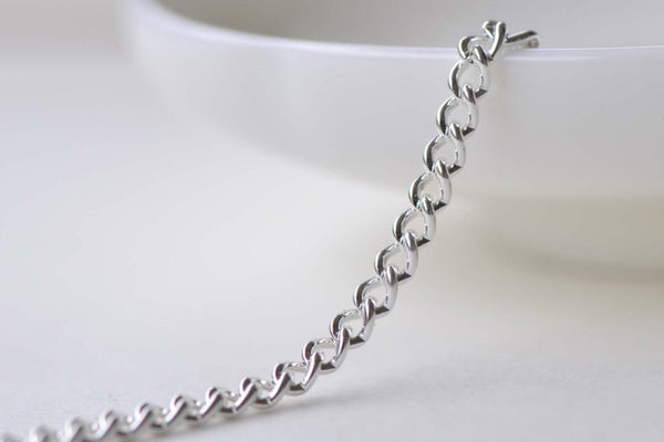 16ft (5m) Silver Plated Steel Curb Chain Link Size 2.8mm A8632