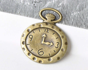 10 pcs Antique Bronze Watch Clock Charms 27x32mm A8654