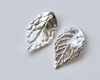 Shiny Silver Curved Leaf Charms 10x17mm Set of 30 A8725