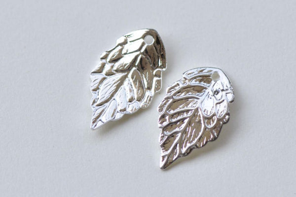 Shiny Silver Curved Leaf Charms 10x17mm Set of 30 A8725