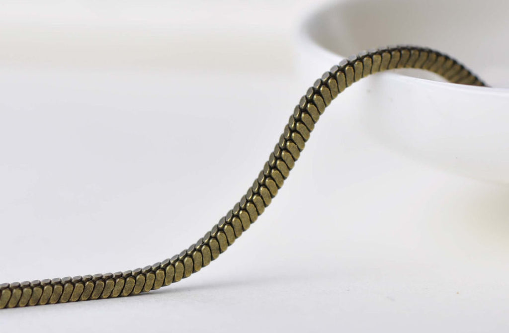 6.6ft (2m) Antique Bronze Square Box Snake Cobra Chain A8731