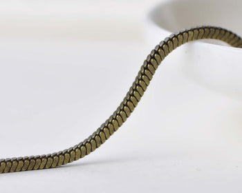 6.6ft (2m) Antique Bronze Square Box Snake Cobra Chain A8731
