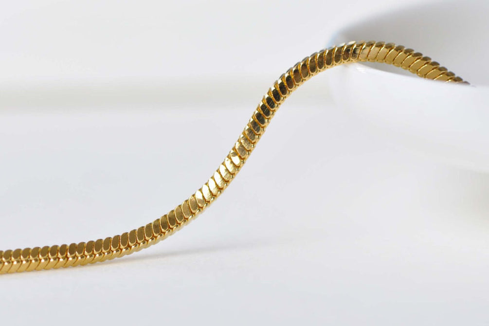 6.6ft (2m) Gold Plated Brass Square Box Snake Cobra Chain A8733