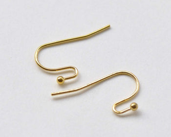 50 pcs Gold Tone Iron Ball End Fish Hook Earwire Findings 10mm A8740