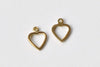 50 pcs Raw Brass Tiny Heart Frame Charms 5.6x7.5mm A8742