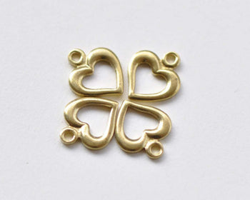 20 pcs Raw Brass Tiny Heart Frame Charms 7.5x9mm A8743