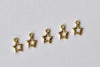 50 pcs Raw Brass Super Tiny Star Frame Charms 4mm A8745