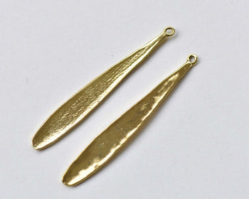 10 pcs Gold Tone Long Leaf Teardrop Charms Pendants 6x42mm A8760