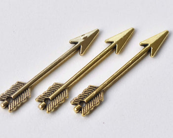 50 pcs Antique Gold Small Arrow Charms 5x29mm A8775