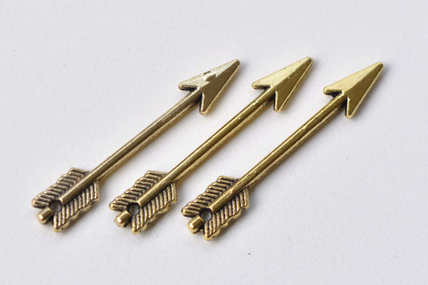 50 pcs Antique Gold Small Arrow Charms 5x29mm A8775