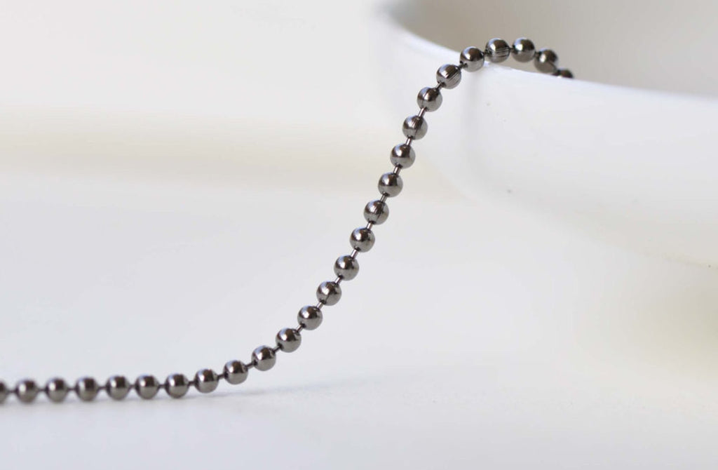 16ft (5m) Gunmetal Black Ball Chain 1.5mm A8780