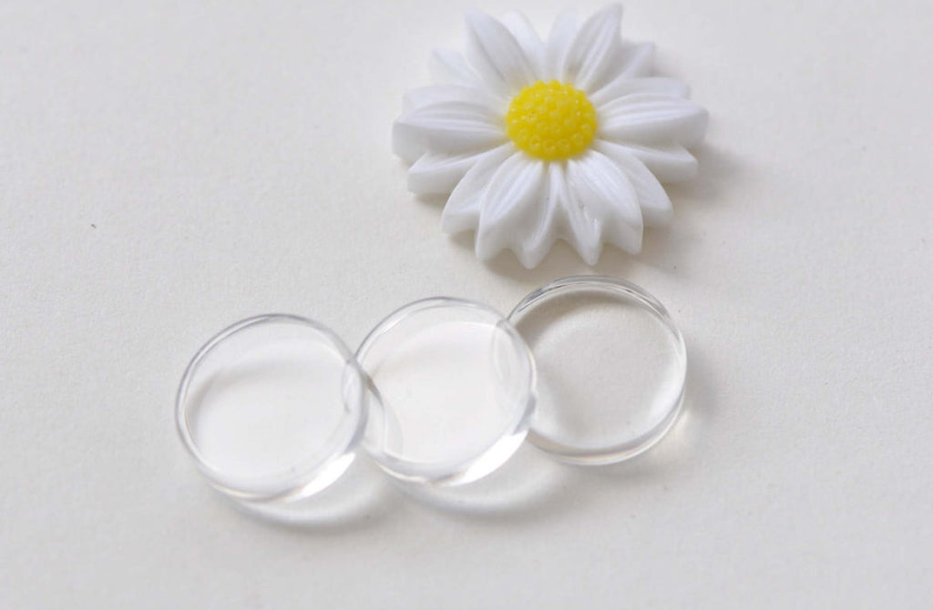 20 pcs Flat Glass Tiles Transparent Round Glass Cover Pendant Cabochon