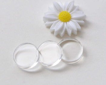 20 pcs Flat Glass Tiles Transparent Round Glass Cover Pendant Cabochon