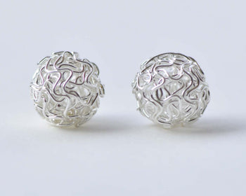 10 pcs Silver Tone Iron Hollow Wire Knots Ball Beads Size 10mm A8721