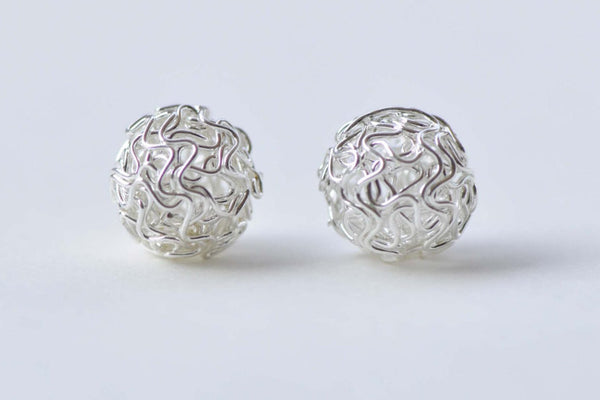 10 pcs Silver Tone Iron Hollow Wire Knots Ball Beads Size 10mm A8721