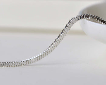 6.6ft (2m) Shiny Silver Square Box Snake Cobra Chain A8732