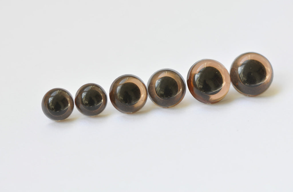 10 pcs Tea Color Round Transparent Mushroom Domed Eyes Buttons