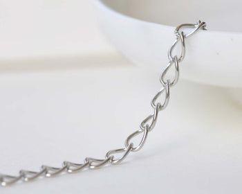 16ft (5m) Silvery Gray Color Steel Curb Chain 3.2x5.5mm A8782