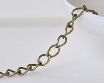 16ft (5m) Antique Bronze Color Steel Curb Chain 3.2x5.5mm A8783