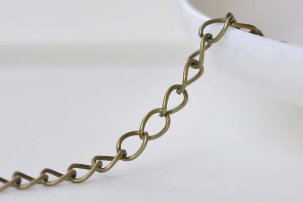 16ft (5m) Antique Bronze Color Steel Curb Chain 3.2x5.5mm A8783