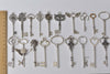 Antique Silver Skeleton Key Charms Pendants Assorted Set of 19 A8787