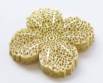 Raw Brass Large Filigree Flower Embellishments Set of 5 A8797