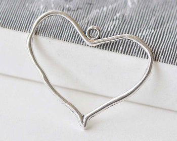 20 pcs Antique Silver Irregular Heart Connectors Charms 30x36mm A8802