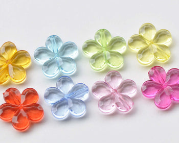 Acrylic Five Leaf Flower Beads Faceted Charms Mixed Color 14mm/20mm