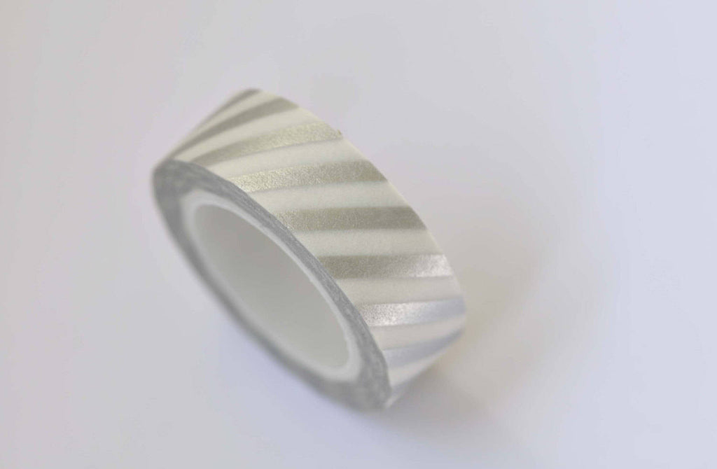 1 Roll Silver Stripe Washi Tape Semi Transparent A12328
