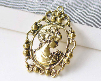 10 pcs Antique Gold Victorian Lady Oval Pendant Charms 32x45mm A8809