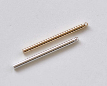 Shiny Silver/Champagne Gold Round Bar Rod Pendants 30mm