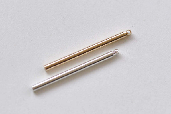 Shiny Silver/Champagne Gold Round Bar Rod Pendants 30mm