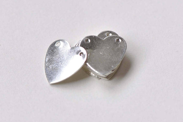 20 pcs Shiny Silver Two Hole Blank Heart Charms Connectors A8841