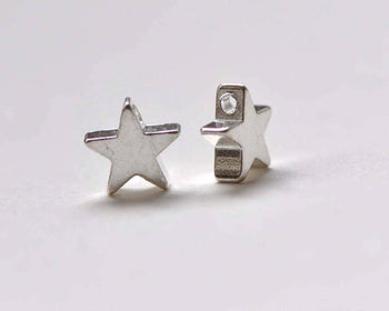 50 pcs Shiny Silver Tone Tiny Star Spacer Beads  8mm  A8843